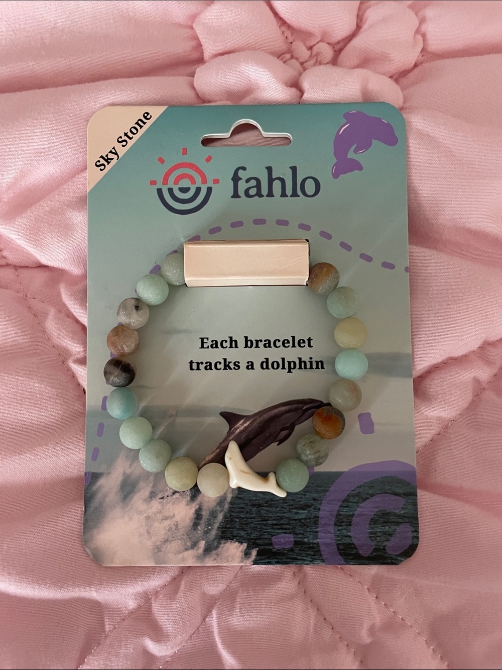 Fahlo Sky Stone Dolphin Tracking Bracelet - Pastel Blue/Green